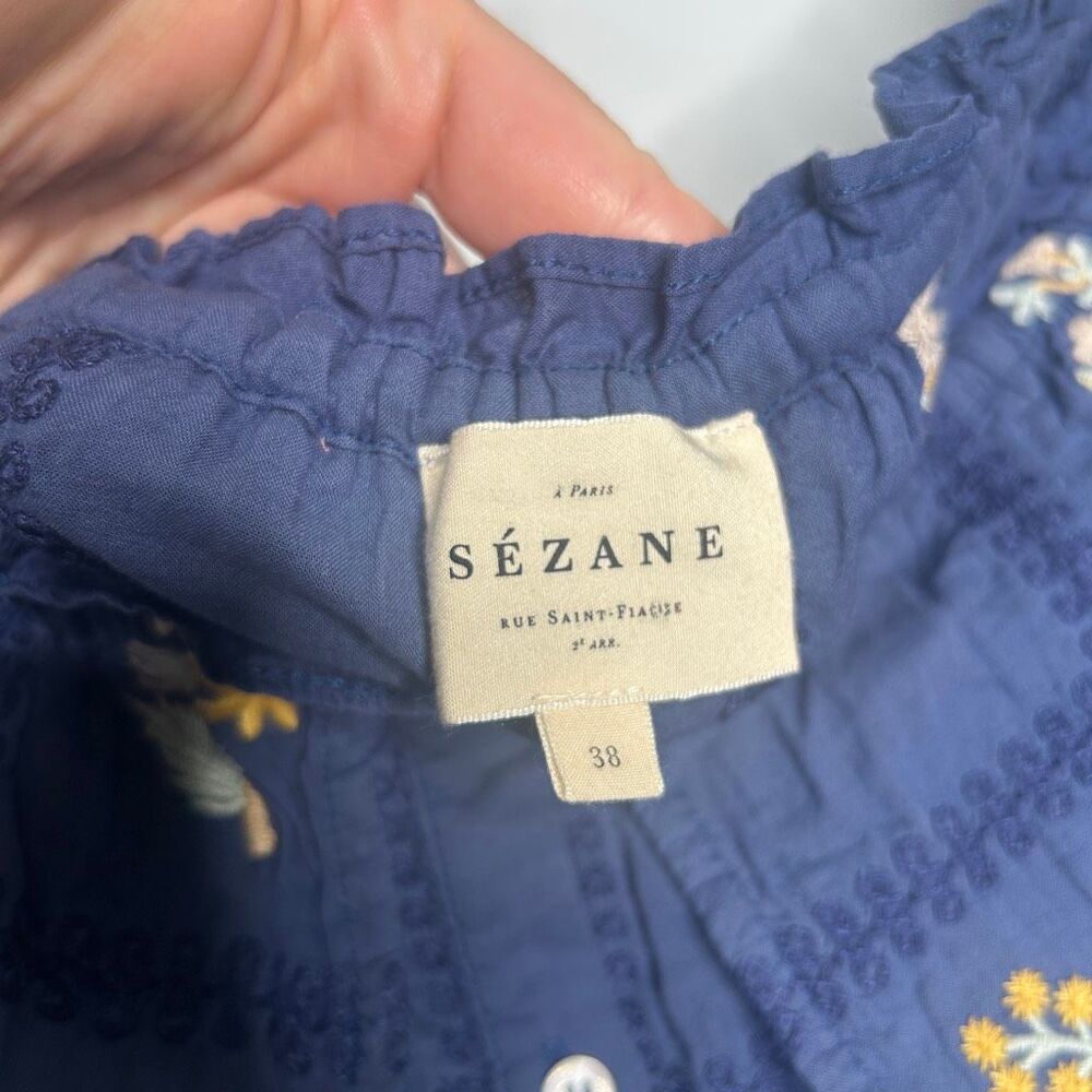 Sezane Garancine Off Shoulder Embroidered Shirt - Picture 10 of 12